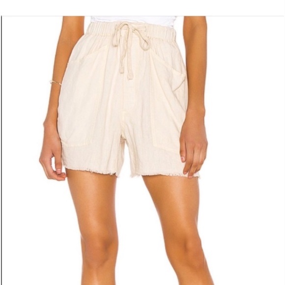 Free People Pants - Free People Tomboy Shorts Linen Blend Loose Baggy Pockets Raw Hem Ivory L SKUA18